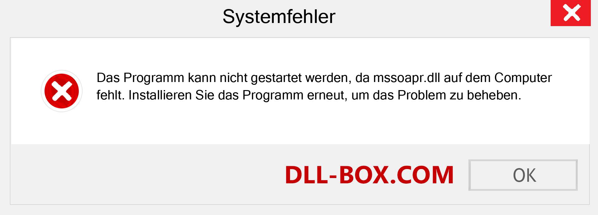 mssoapr.dll-Datei fehlt?. Download für Windows 7, 8, 10 - Fix mssoapr dll Missing Error unter Windows, Fotos, Bildern